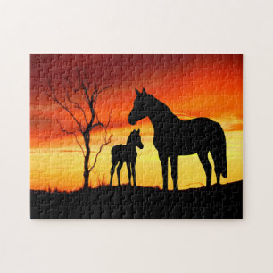 Wild Mustang Mare e Foal Jigsen Quebra-cabeça
