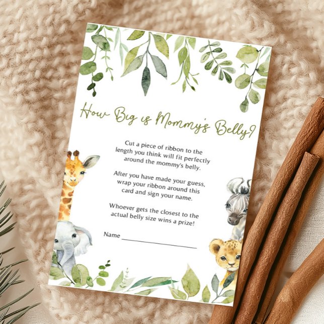 Wild One Chá de fraldas Quão Grande é o Jogo Mommy (Wild One Safari Baby Shower Game)