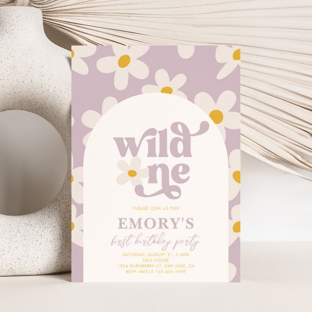 Wild One Daisy Primeiro Convite de Aniversário (Criador carregado)