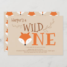 Wild One Fox Animal Primeiro Convite de Aniversári