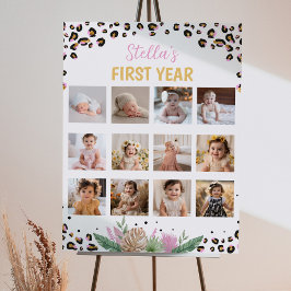 Wild One Leopard Birthday Foto Milestone Poster