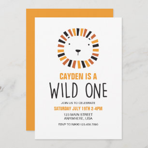 Wild One Lion Boho Primeiro Convite de Aniversário