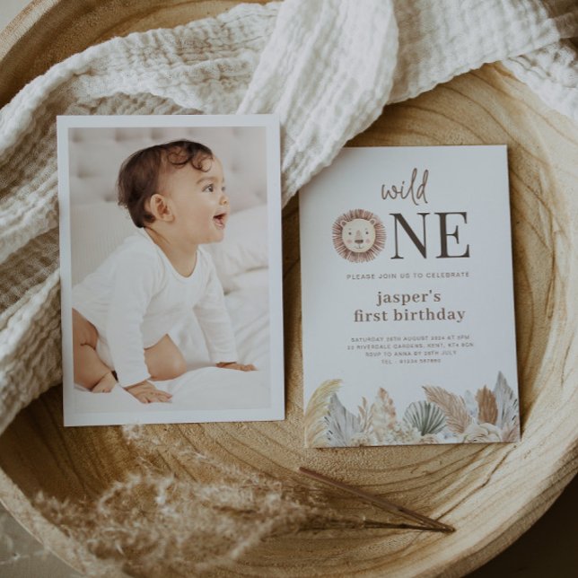 Wild One Neutral Deixa Foto de Convite de Aniversá (Criador carregado)