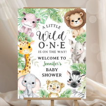 Wild One Safari Animals Baby Shower Welcome