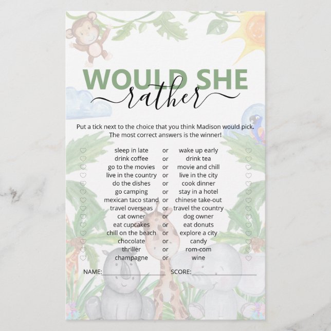 Wild One Safari Ela Preferencialmente Jogo De Chá  (Frente)