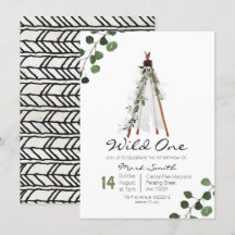Wild One Teepee primeiro convite de aniversário