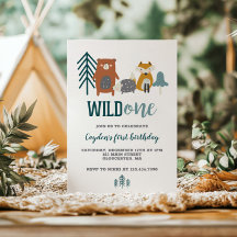 Wild One Woodland Animal Primeiro Convite de Anive