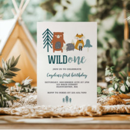 Wild One Woodland Animal Primeiro Convite de Anive