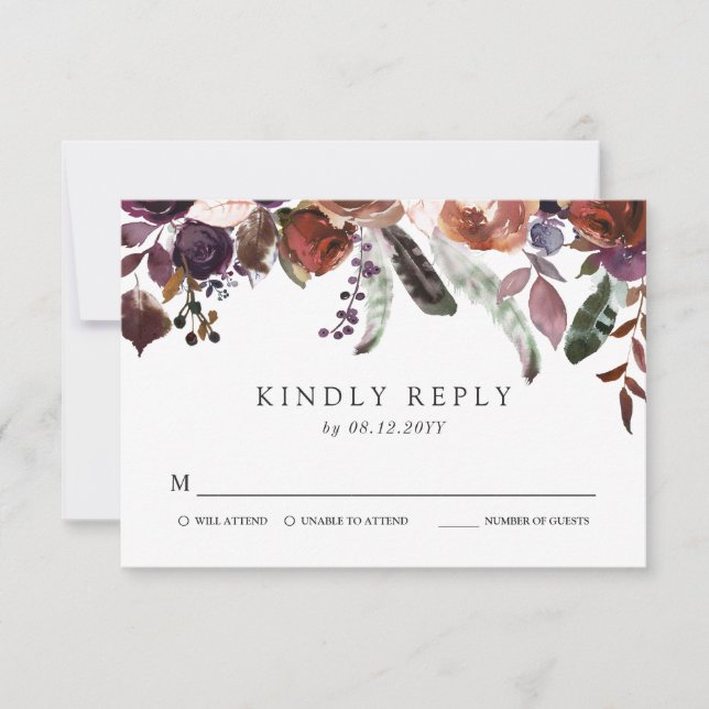 Wild Royal Bloom Wedding RSVP (Frente)