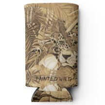 Wild Sepia Leopard Can Cooler 