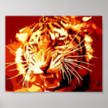 Wild Tiger Impressão Poster - Pop Art<br><div class="desc">Tiger Face Pop Art - Animais Selvagens - Gatos Selvagens - Cabeça Tigre Trabalho de arte digital</div>