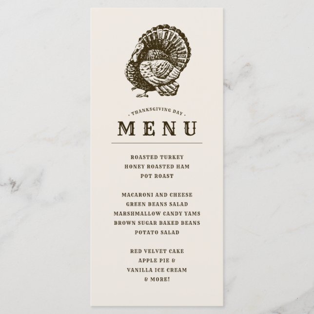 Wild Turkey | Menu Janto Personalizado de Ação de  (Frente)