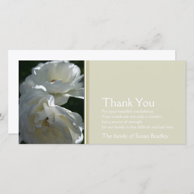 Wild White Roses 2 Simpatia Obrigado Cartão com fo (Frente/Verso)