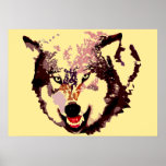 Wild Wolf Pop Art Poster - Animal Artworks<br><div class="desc">Grey Wolf Portrait & Full Moon - Blue Tones Face of Gray Wolf - College Pop Art - Wild Animals - World of Extreme Animals - Wolves Computer Images - Digital Comic Style Animal Art</div>