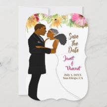 Wildflower African American Wedding Save-The-date