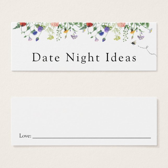 Wildflower and Bee Date Idea Card noturno (Frente & Verso)
