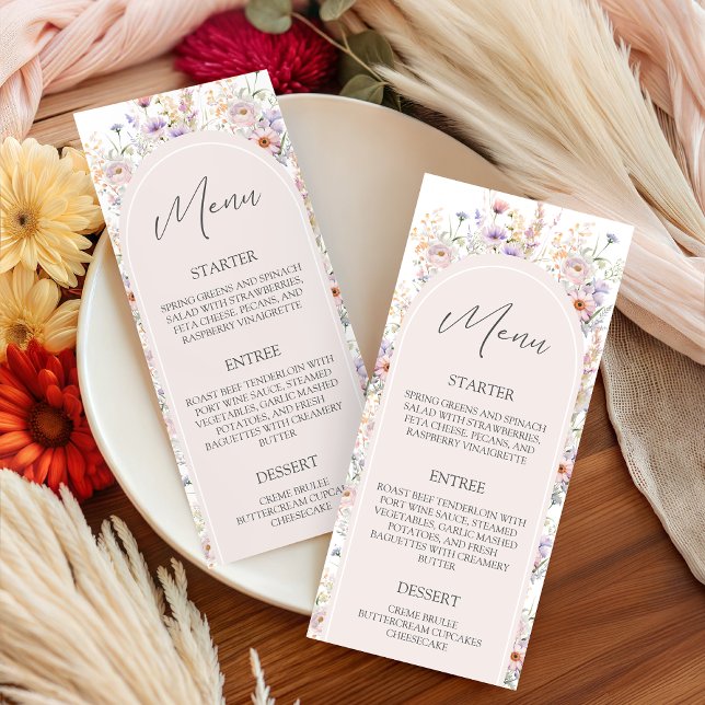 Wildflower Baby Shower 4x9 Menu Card (Criador carregado)