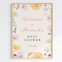 Wildflower Baby Shower Welcome Poster