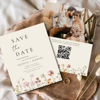 Wildflower Beige Photo QR Code Salvar Data