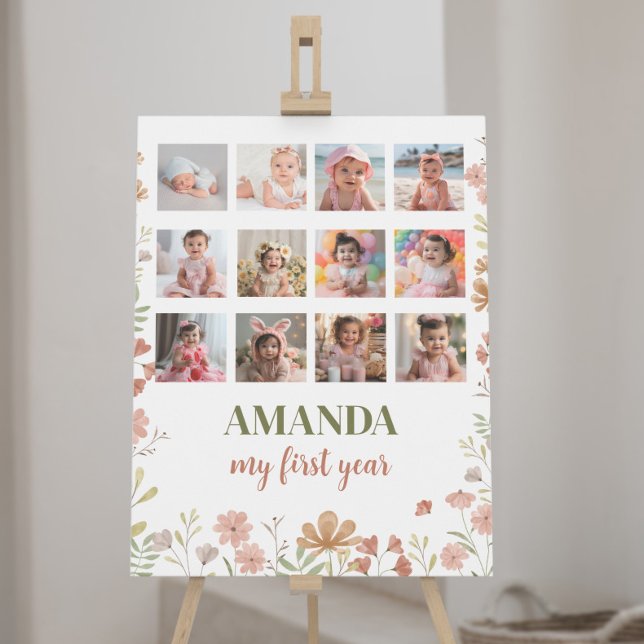 Wildflower Birthday 12 Foto Milestone Poster (Criador carregado)