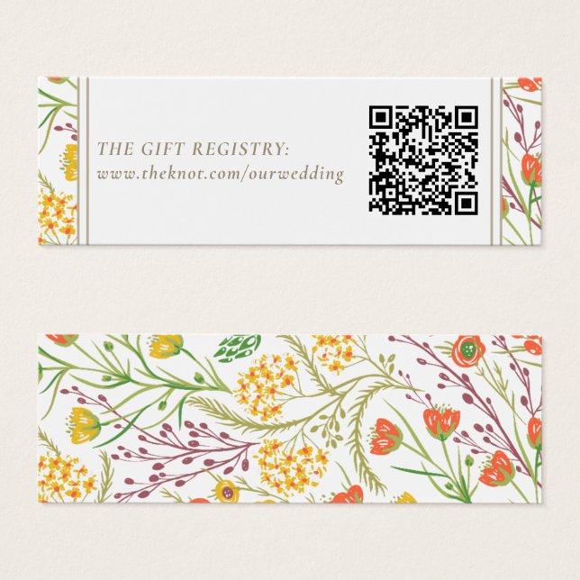 Wildflower Boho Wedt Gift Registro QR (Frente & Verso)