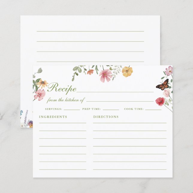 Wildflower Bridal Shower Recipe Card (Frente/Verso)