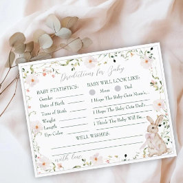 Wildflower Bunny Baby Shower Baby Prediction Game