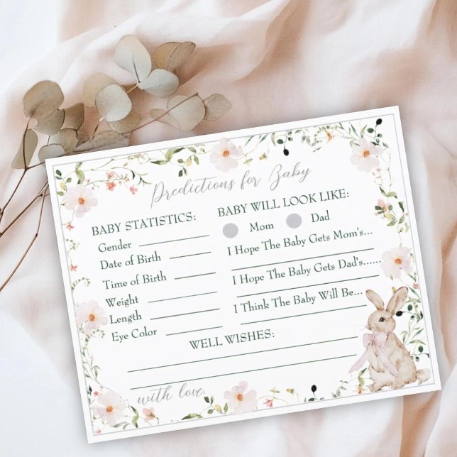 Wildflower Bunny Baby Shower Baby Prediction Game (Criador carregado)