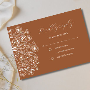 Wildflower Elegant Boho Burnt Orange Wedding RSVP
