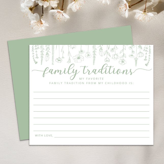 Wildflower Family Traditions Baby Shower Game (Sage Green Baby Shower Activity)