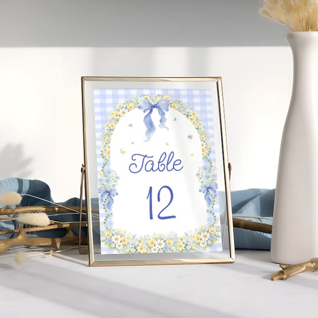 Wildflower Floral Gingham Table Number (Criador carregado)