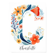 Wildflower Floral - Letra inicial C Impressão