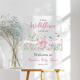 Wildflower Floral Pink Bow Baby Shower Welcome