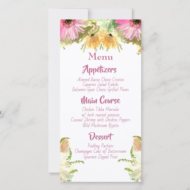 Wildflower Floral Wedding Menus (Frente)