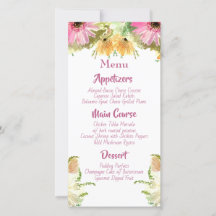 Wildflower Floral Wedding Menus
