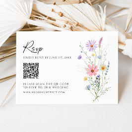 Wildflower Garden QR Code Wedding RSVP Card