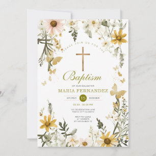 Wildflower Greenery Floral Baptism Convite