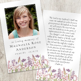 Wildflower In Loving Memory Memorial Prayer Card