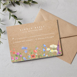 Wildflower Kraft Paper Rustic Weding RSVP