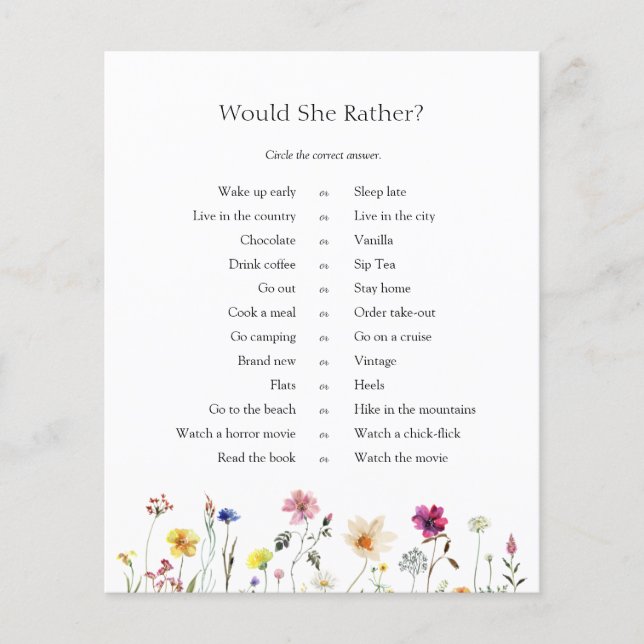 Wildflower Meadow Ela Faria Um Jogo De Preferencia (Frente)