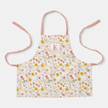 Wildflower monogram floral Apron
