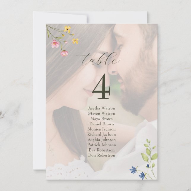 Wildflower Photo Wedding Seating Chart (Frente)