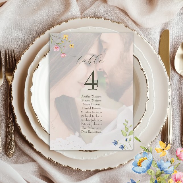 Wildflower Photo Wedding Seating Chart (Criador carregado)