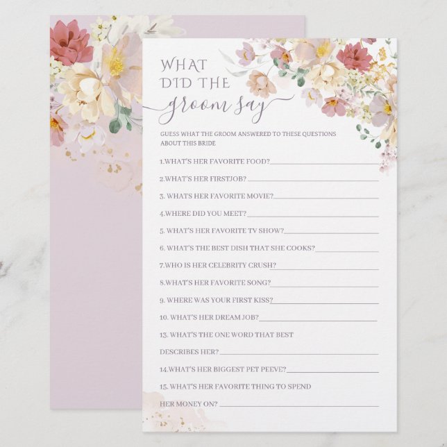 Wildflower Purple Bridal, o que o noivo disse (Frente/Verso)