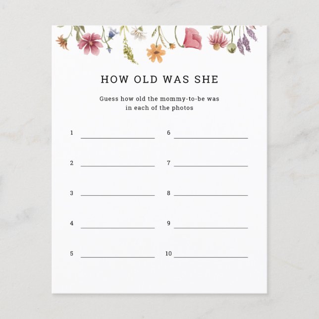 Wildflower Quantos Anos Ela Tinha Em Cartões De Jo (Frente)