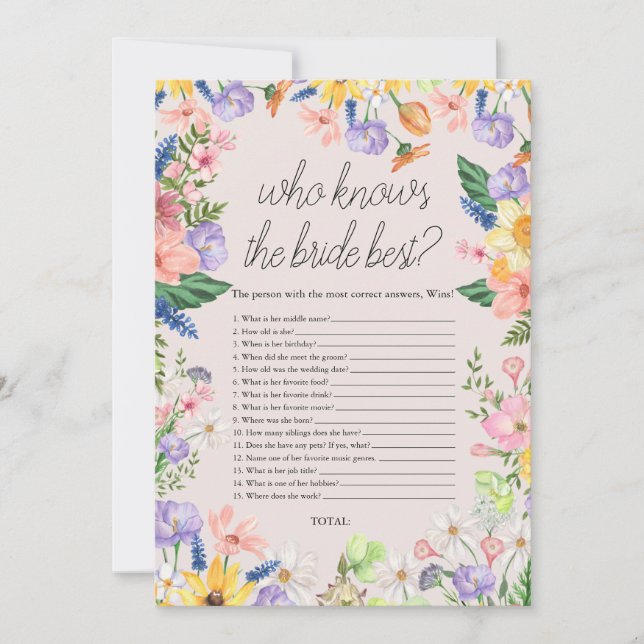 Wildflower que conhece a noiva o cartão mais diver (Frente)