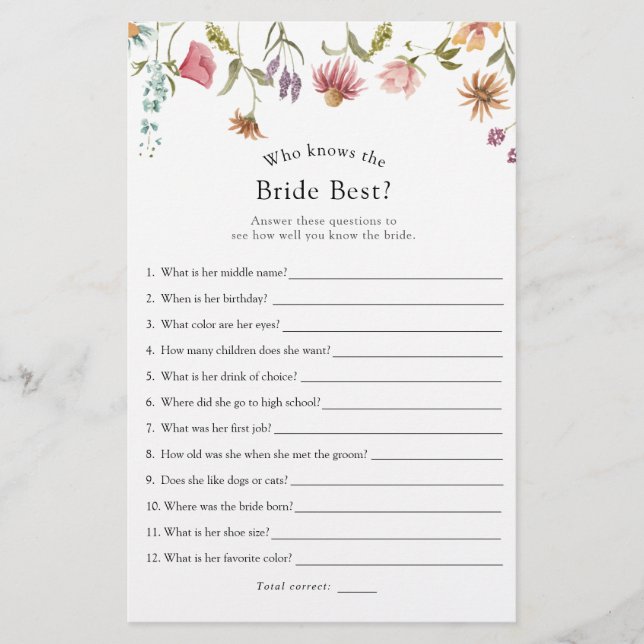 Wildflower que conhece o melhor jogo de noiva (Frente)