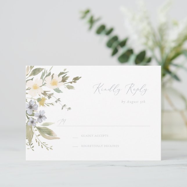 Wildflower Romance RSVP Card (Em pé/Frente)