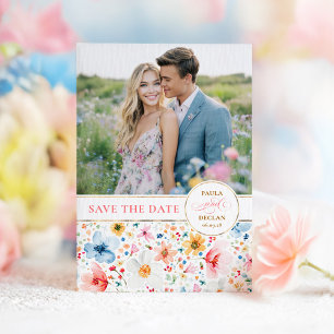 Wildflower Save the Date Cartão com fotos