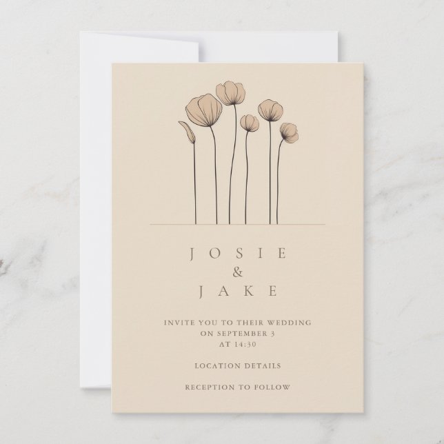 WIldflower simples Casamento Convite Convocação To (Frente)